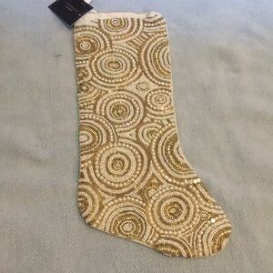 Tahari Gold beaded Christmas Stocking